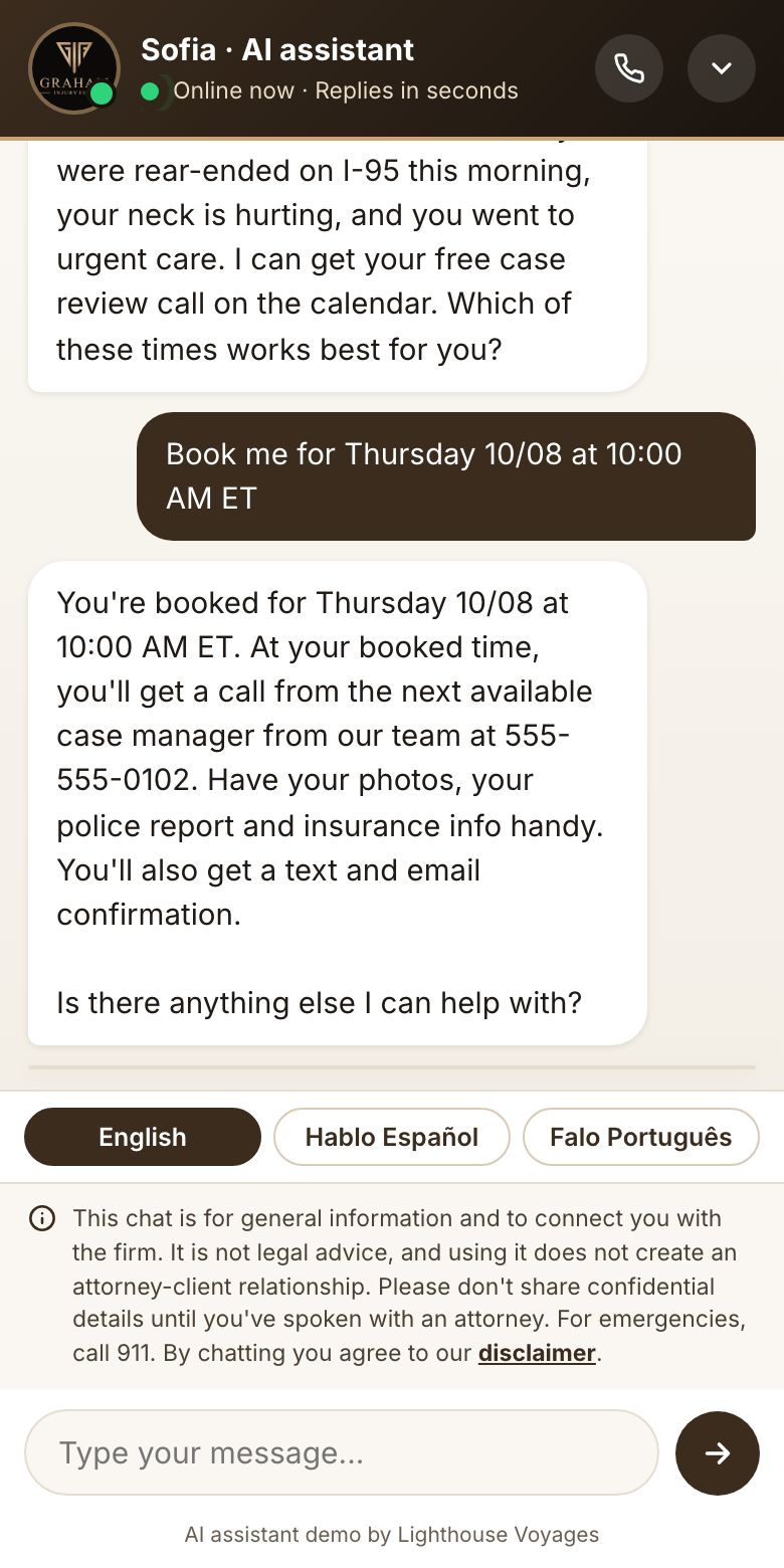 Chat confirming a booked call