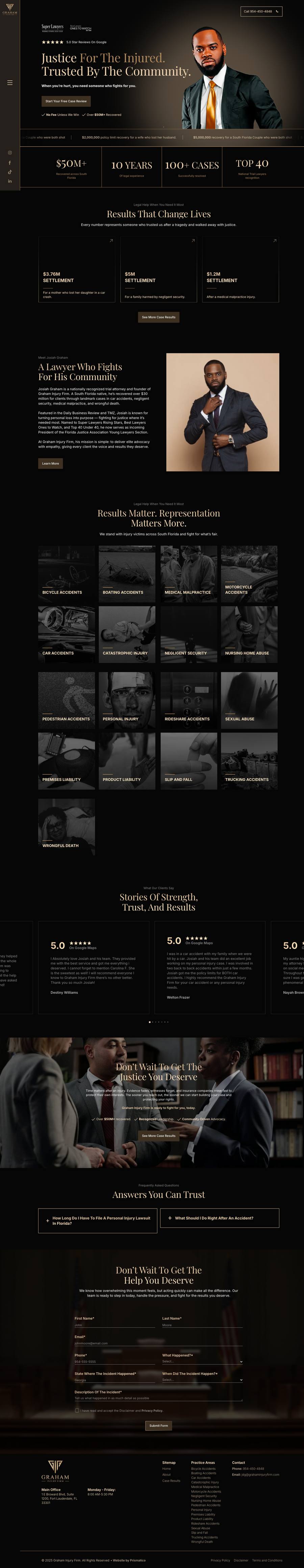 Current Graham Injury Firm homepage, desktop, full page