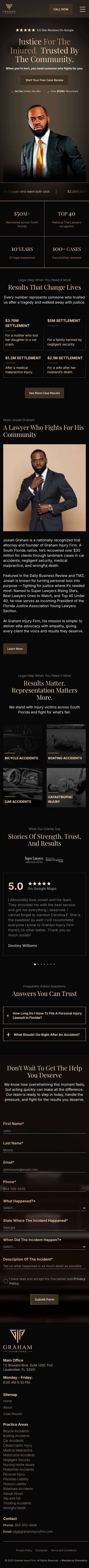 Current Graham Injury Firm homepage, mobile, full page